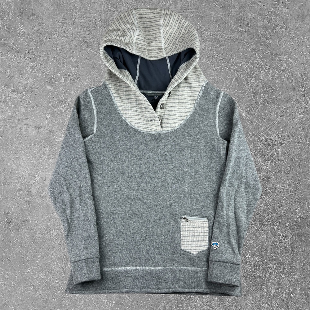 Kuhl Chianti Fleece Hoodie Women Small Gray Wool Blend Outdoor Hiking Pullover